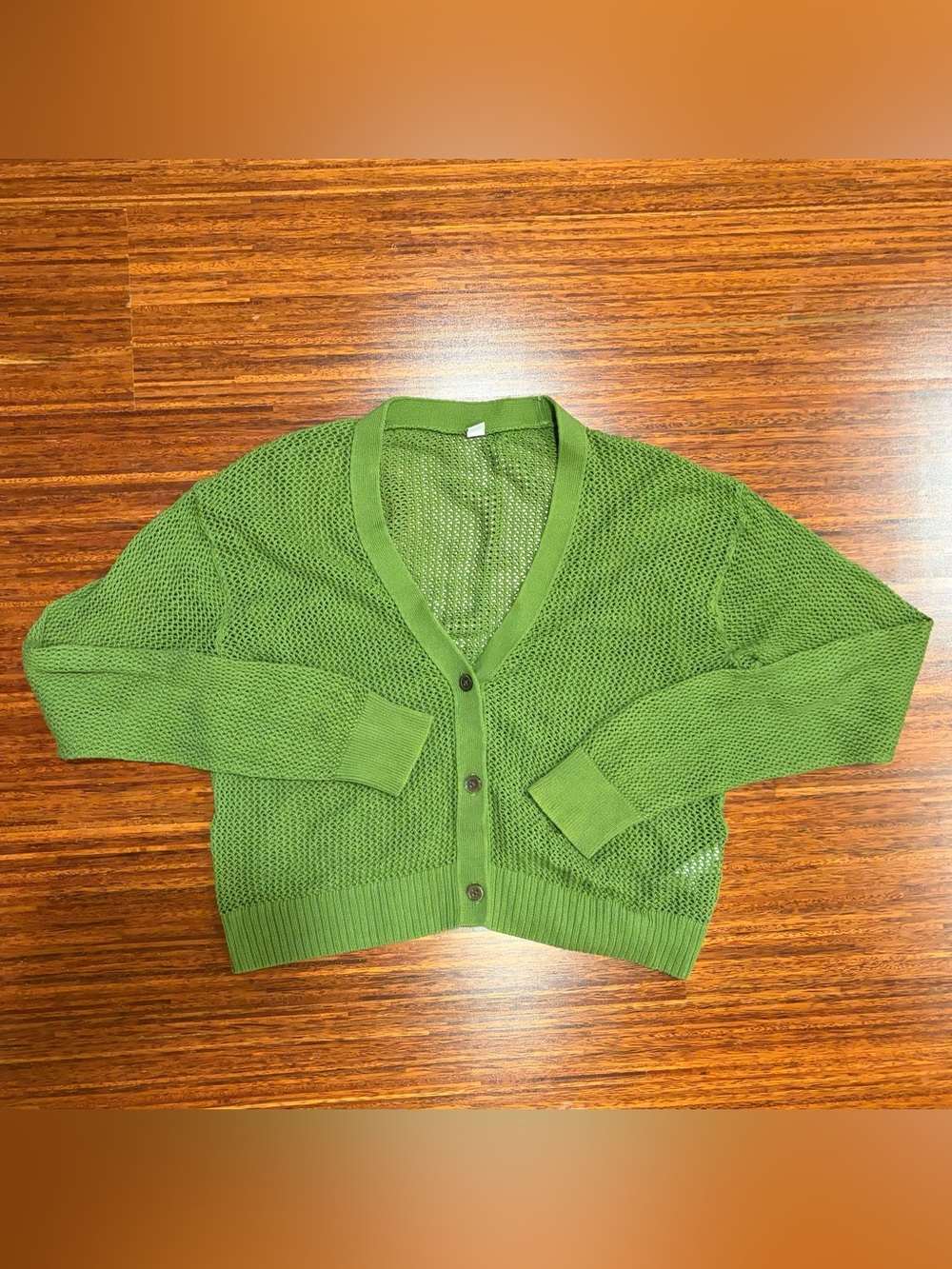 UNIQLO Green cotton Mesh V-Neck Cardigan lightweight layer sweater - Size XS